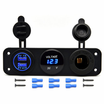 Triple Function Dual USB Charger LED Voltmeter 12V Steckdose Steckdose Panel Jack für Auto Boot Marine Digitalgeräte Handy Tablet